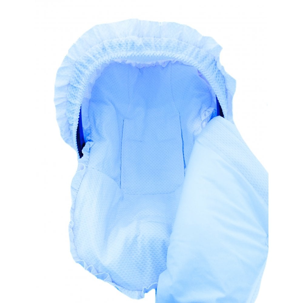 Chari Plain Baby Blue Car Seat Liner, Muff and Hood