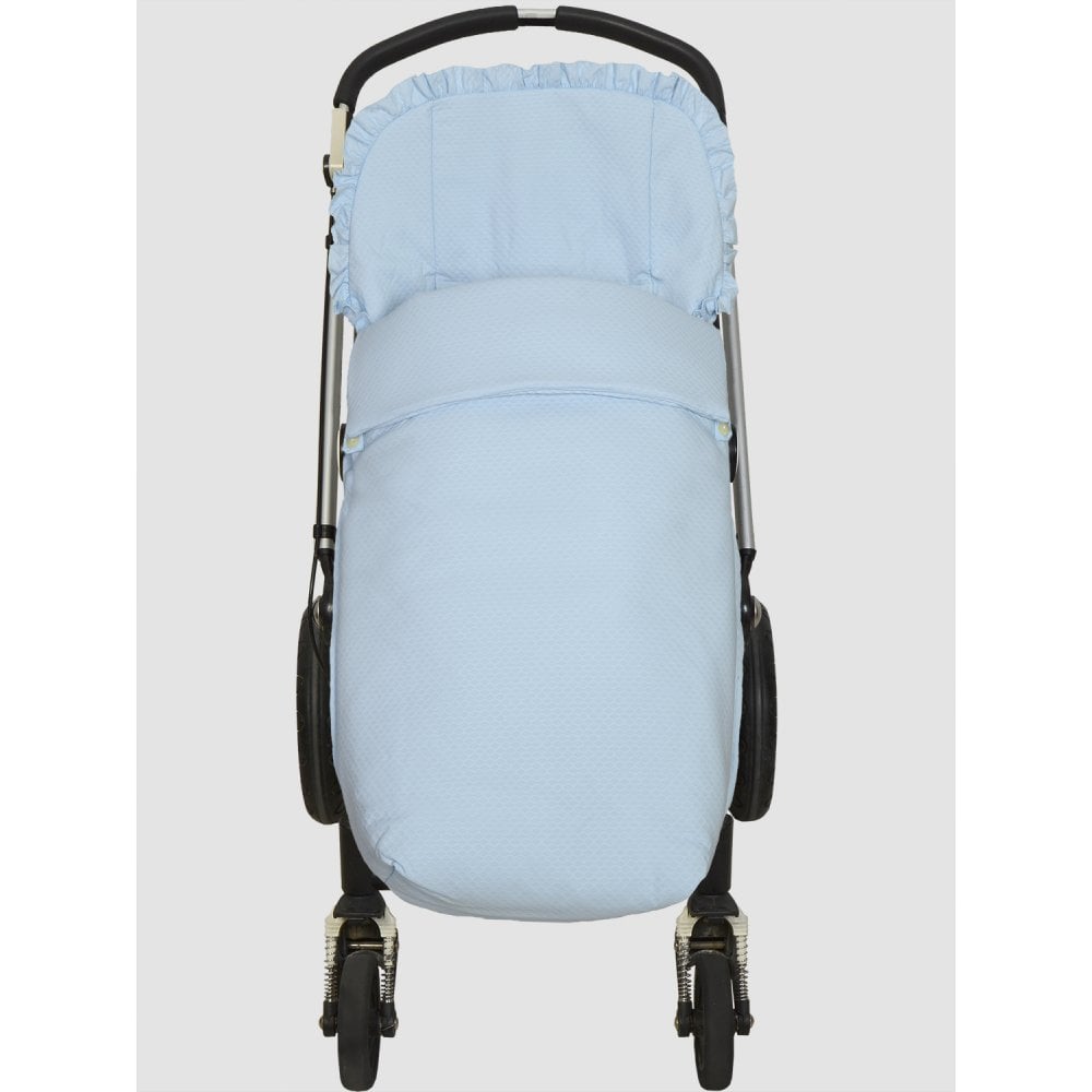 Chari Plain Baby Blue Pram Liner and Muff
