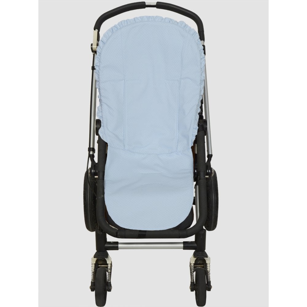 Chari Plain Baby Blue Pram Liner and Muff