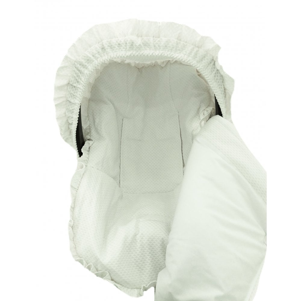 Chari Plain Cream Car Seat Liner, Muff and Hood
