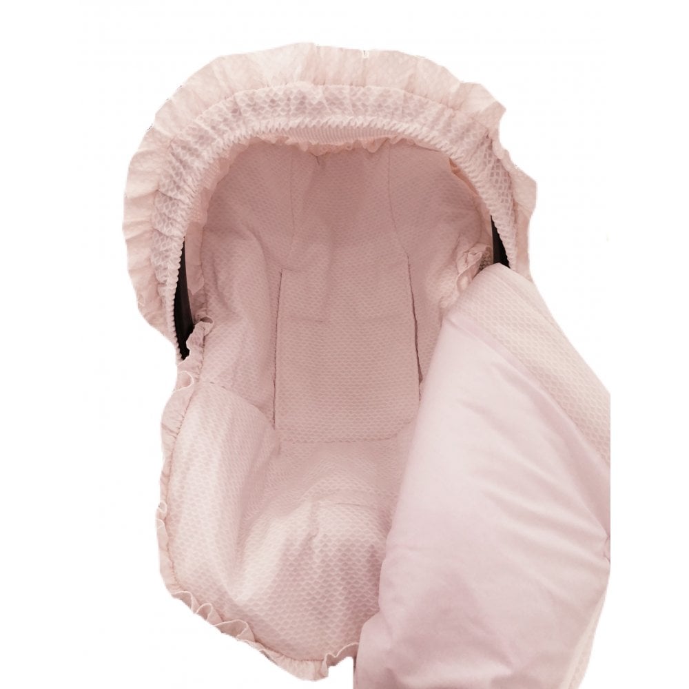 Chari Plain Pink Car Seat Liner, Muff and Hood