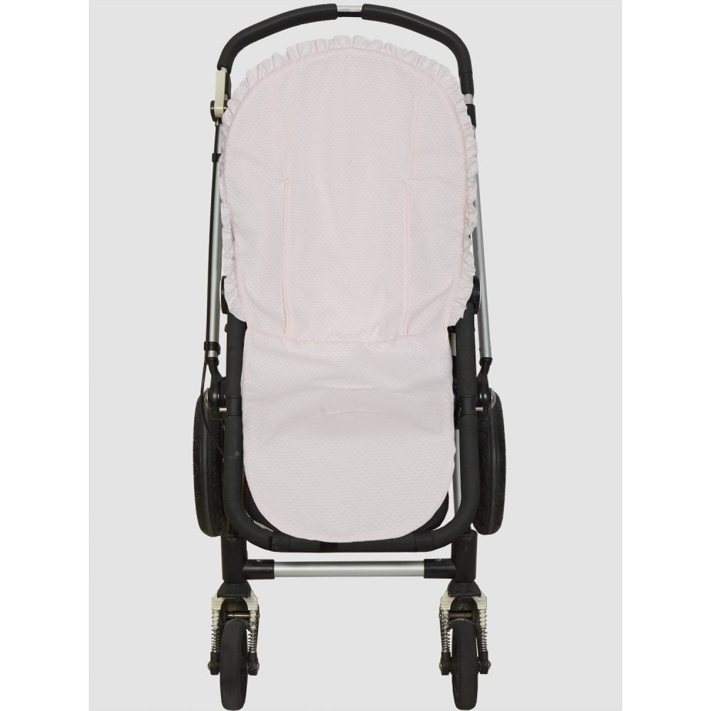 Chari Plain Pink Pram Liner and Muff