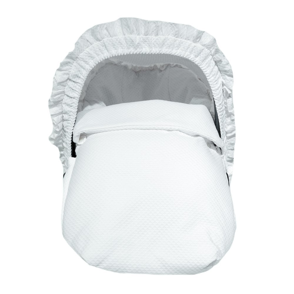 Chari Plain White Car Seat Liner, Muff and Hood