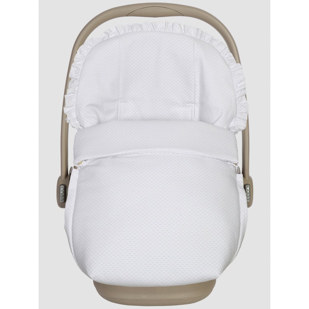 Chari Plain White Car Seat Liner, Muff and Hood