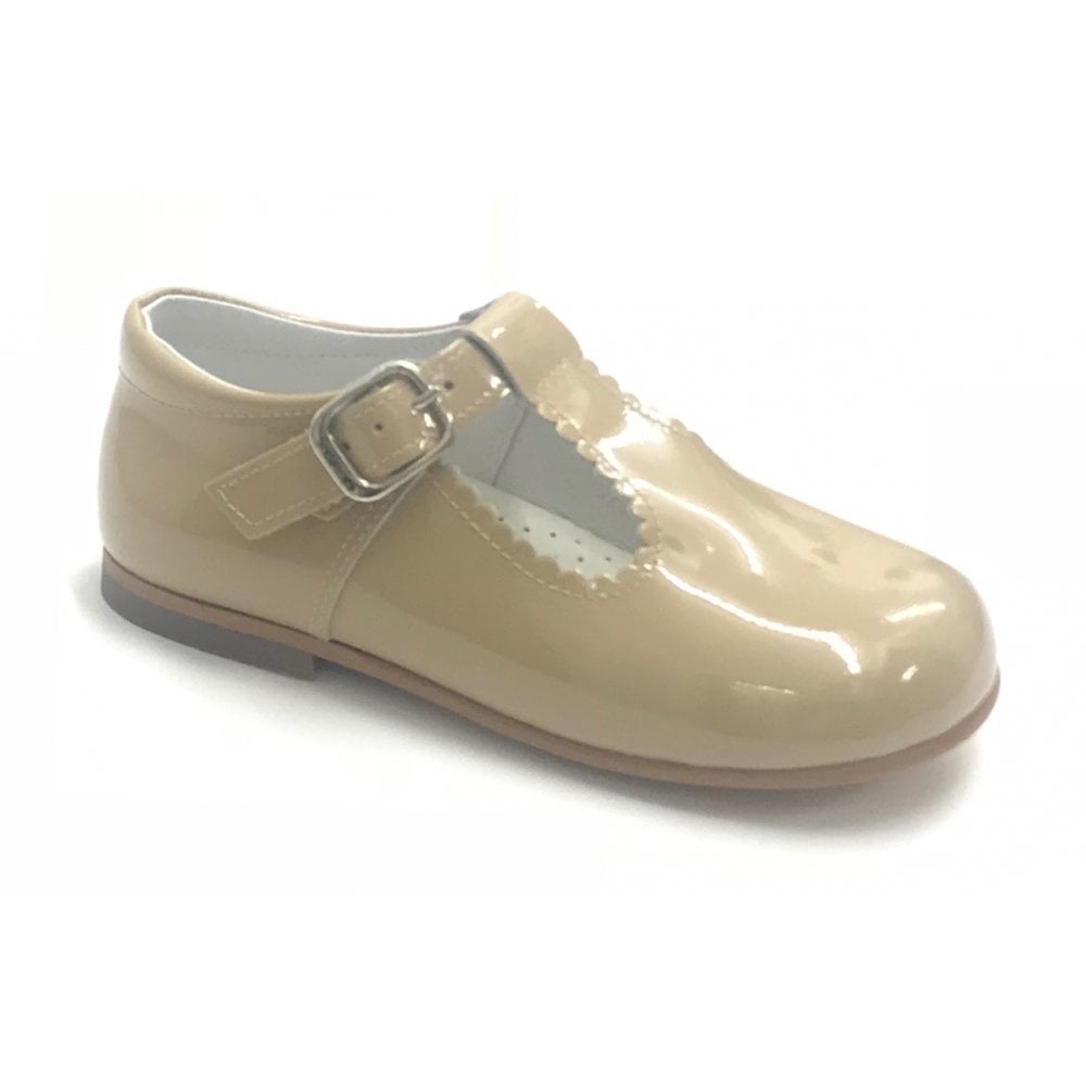 E71747 Andanines Buckle T-Bar Shoe Camel Patent