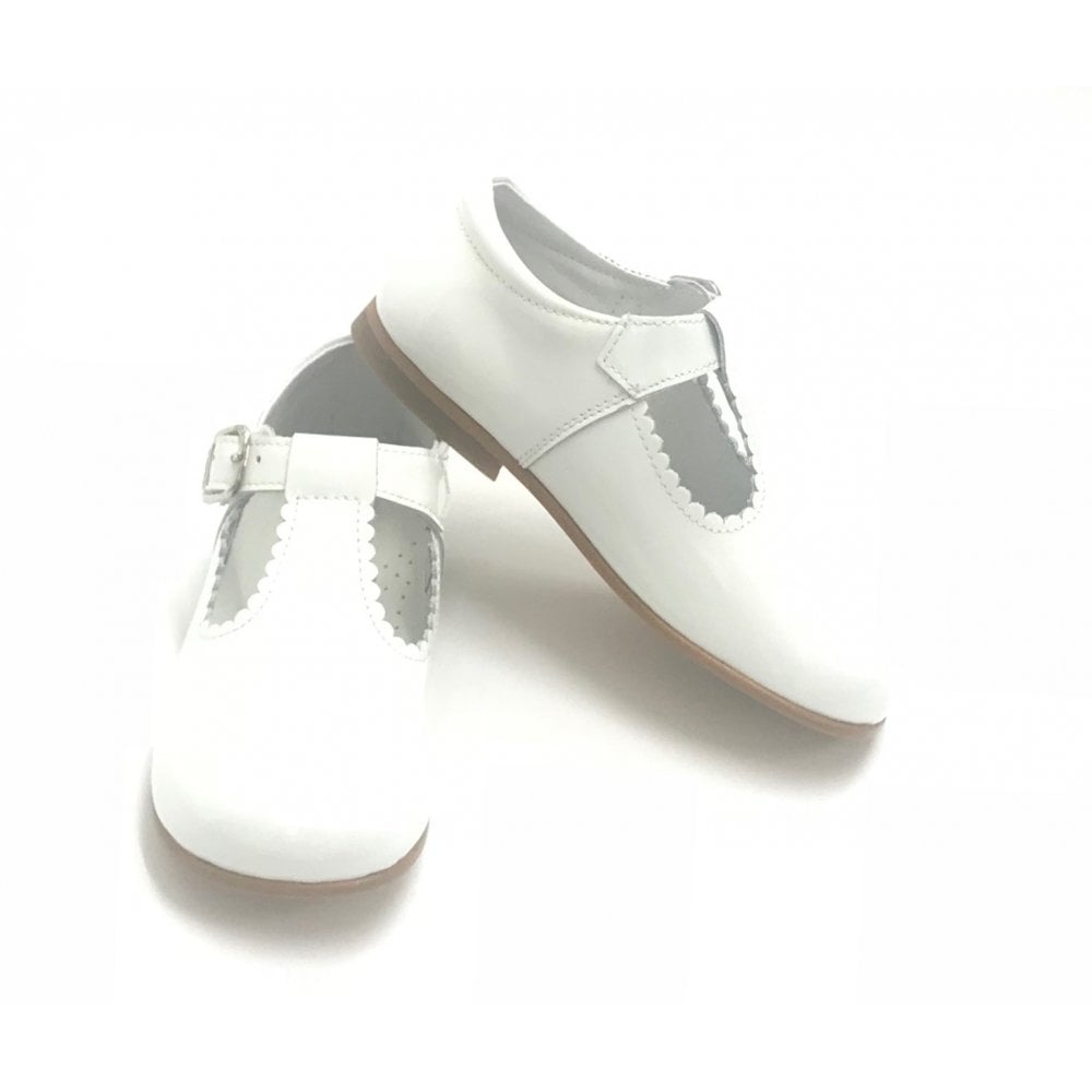 E71747 Andanines Buckle T-Bar Shoe White Patent