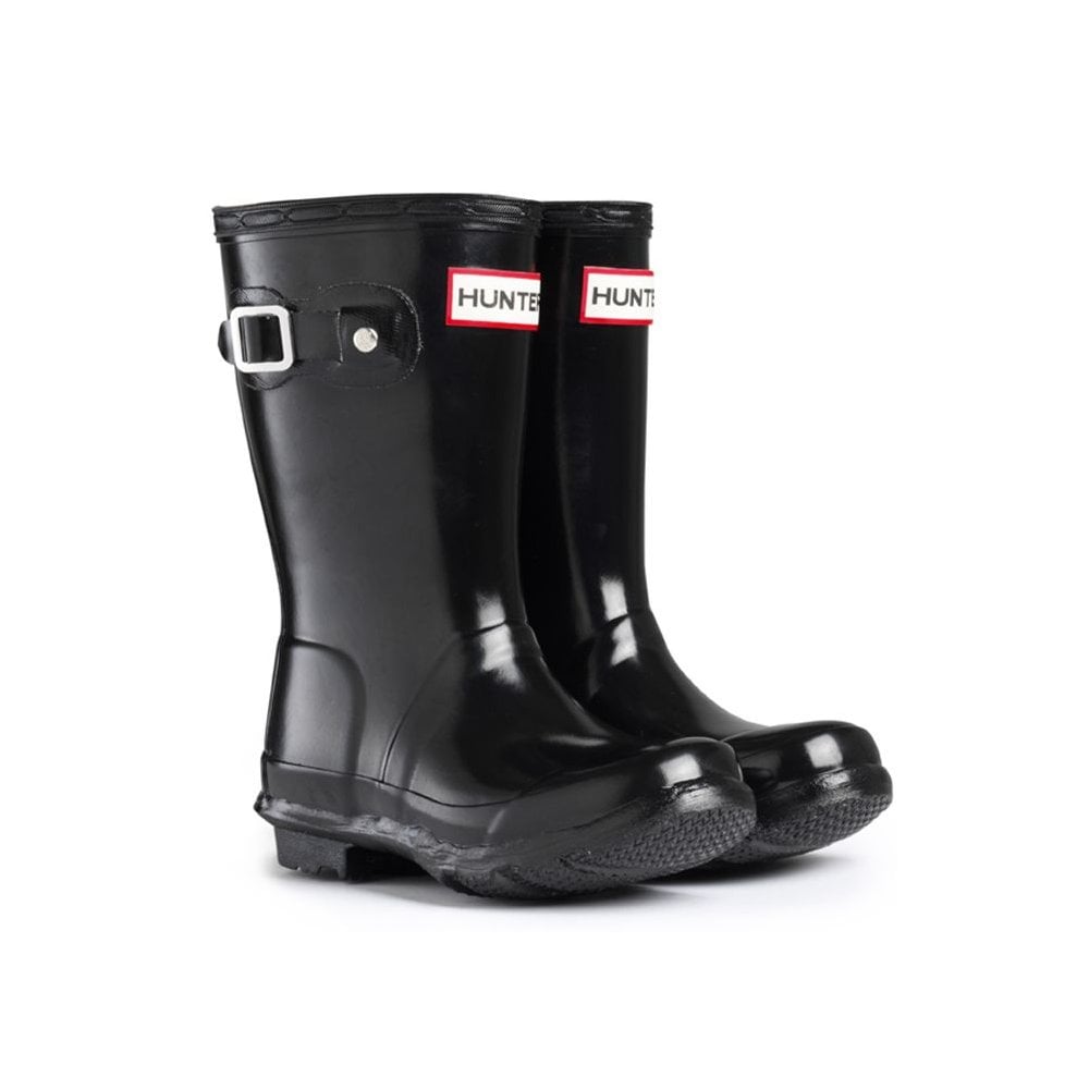 W23991 Kids Hunter Boot Black Gloss Jnrs Uk12-Uk5