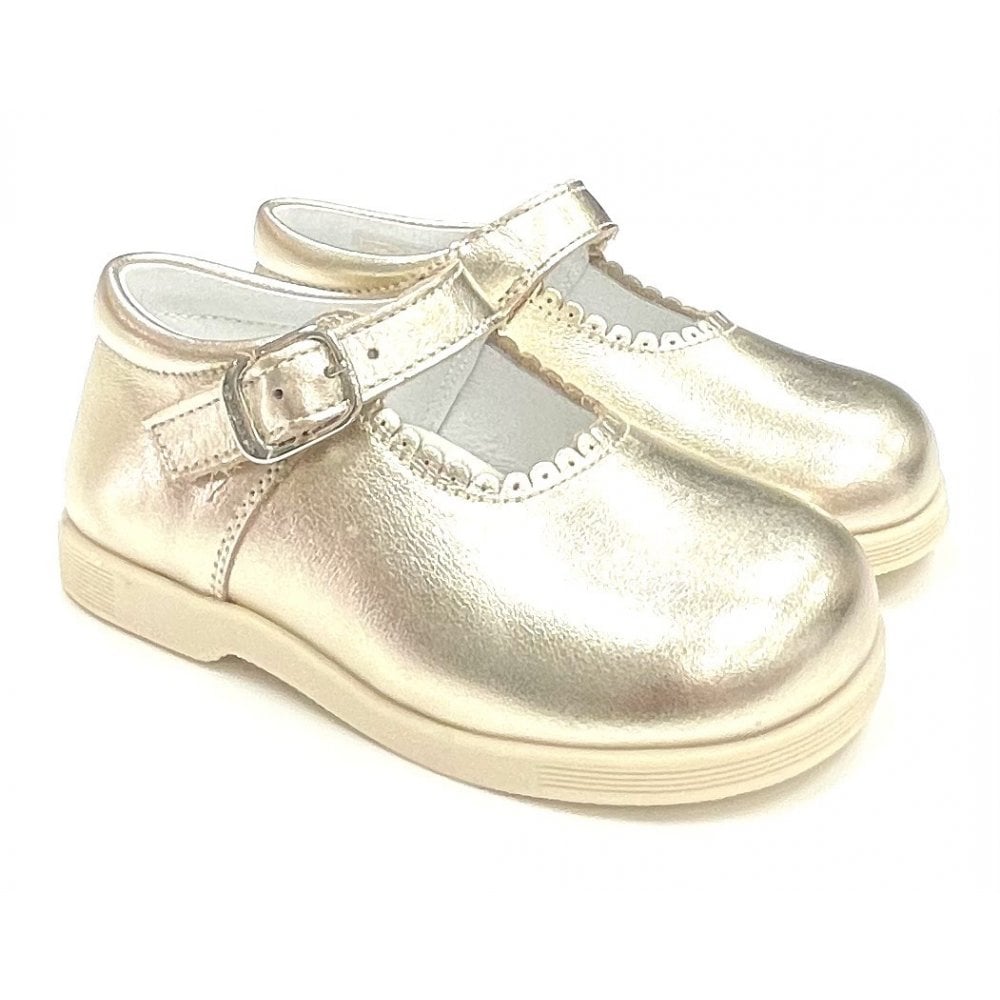 Y97401 Andanines Buckle Mary Jane Shoe Gold Leather