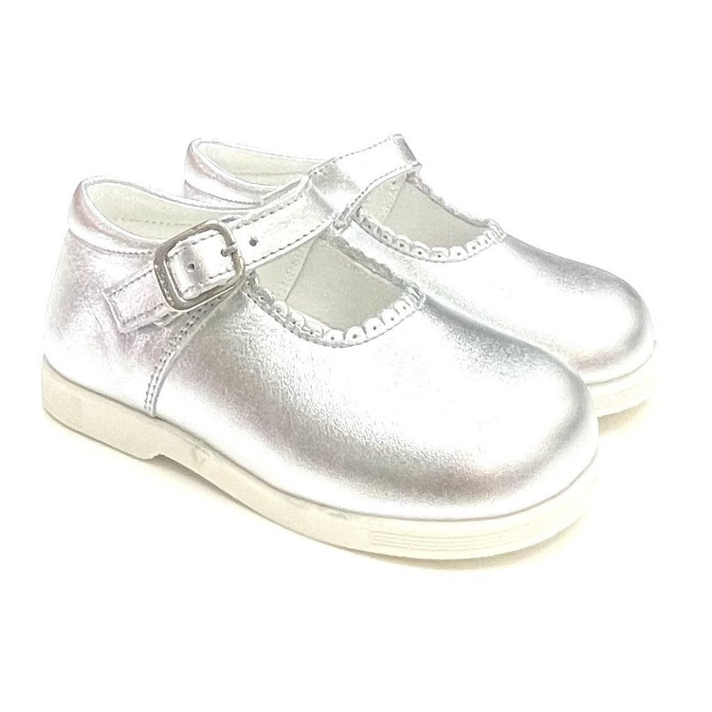 Y97401 Andanines Buckle Mary Jane Shoe Silver Leather