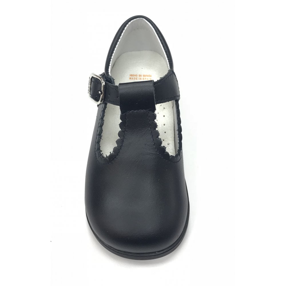 Y97411 Andanines Buckle T-Bar Shoe Navy Leather