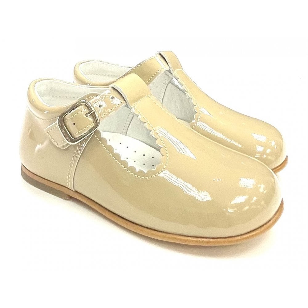 E71747 Andanines Buckle T-Bar Shoe Camel Patent