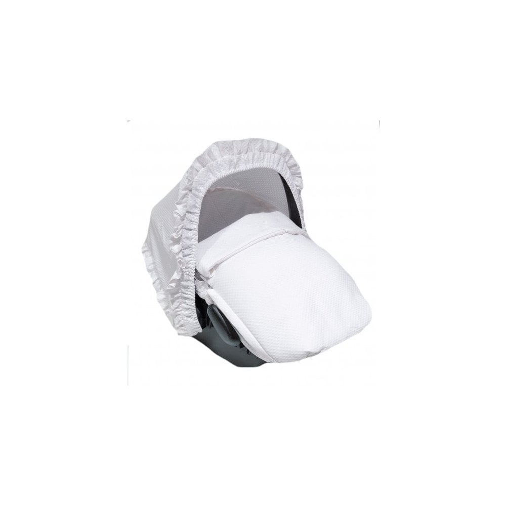 Chari Plain White Car Seat Liner, Muff and Hood