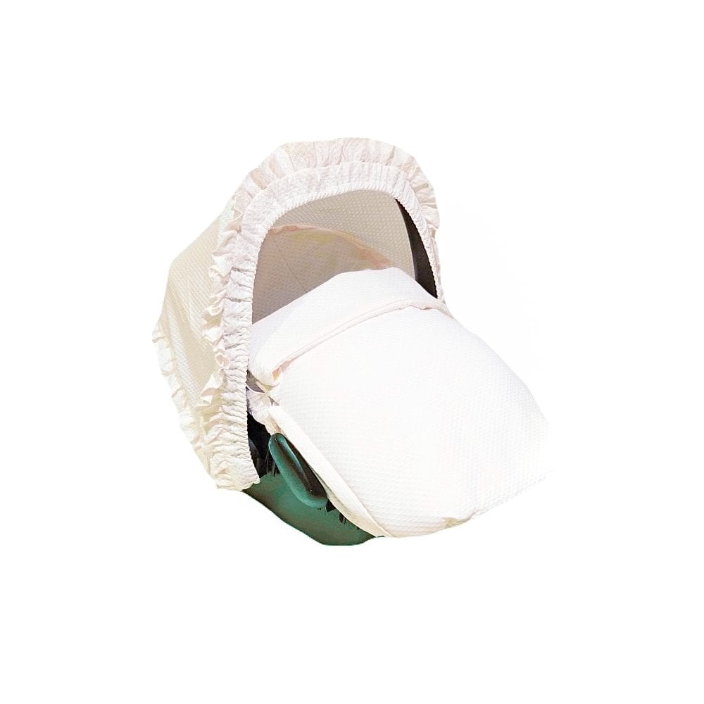 Chari Plain Cream Car Seat Liner, Muff and Hood