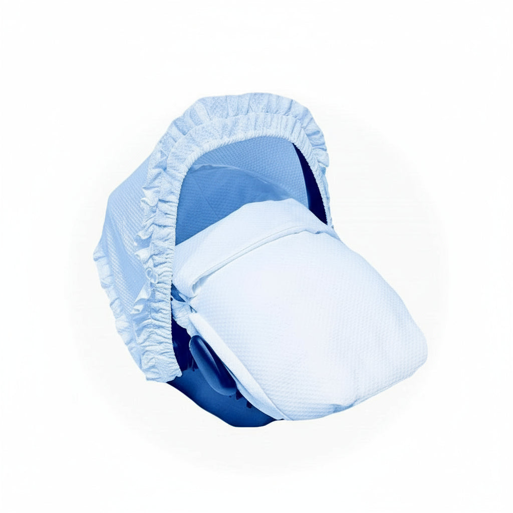 Chari Plain Baby Blue Car Seat Liner, Muff and Hood