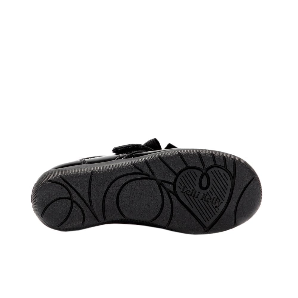 LKSA8270 Elizabeth Velcro Bow Shoe Black Patent