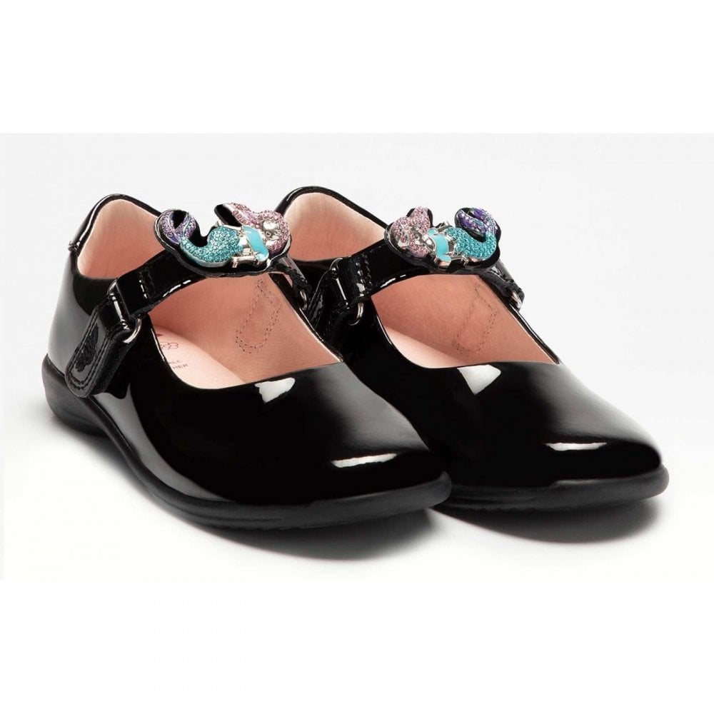 LKSI8101 Maribella Mermaid School Shoe F Fit Black Patent