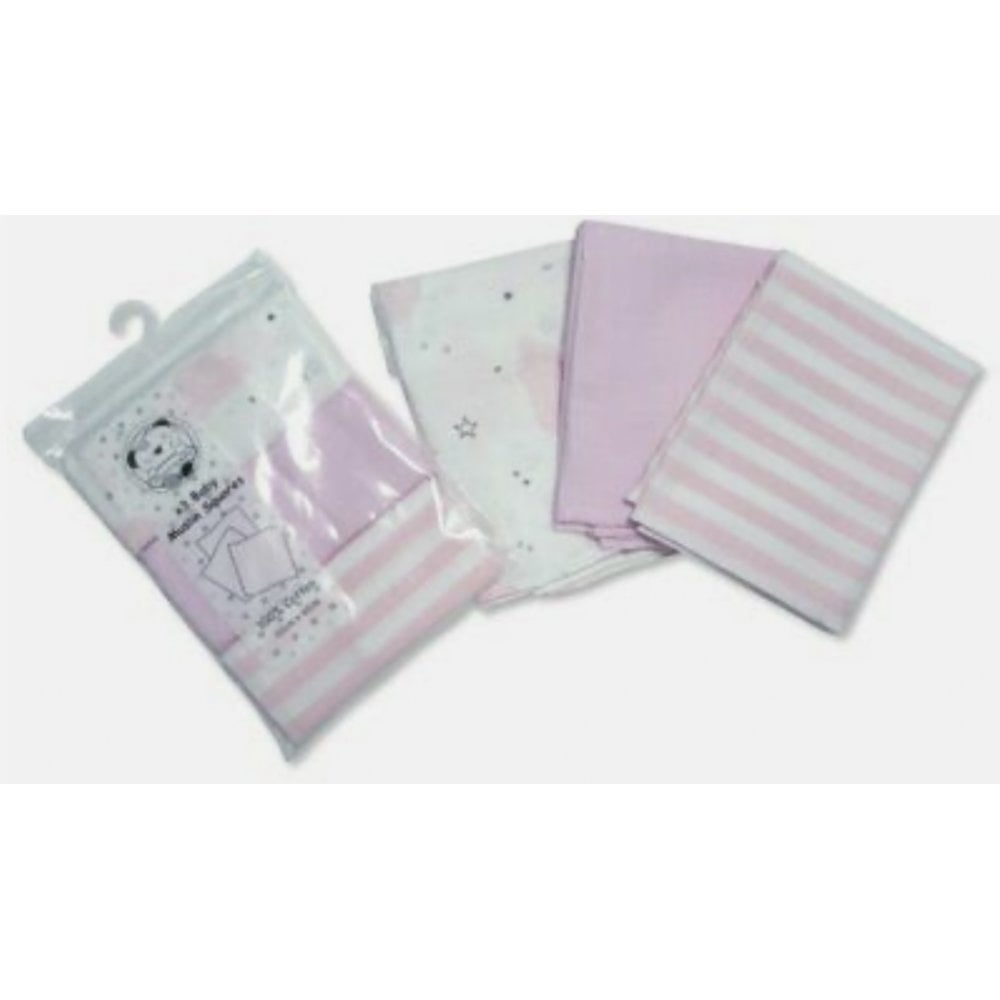 Muslin Squares 3 Pack Cloud/Stripe Pink