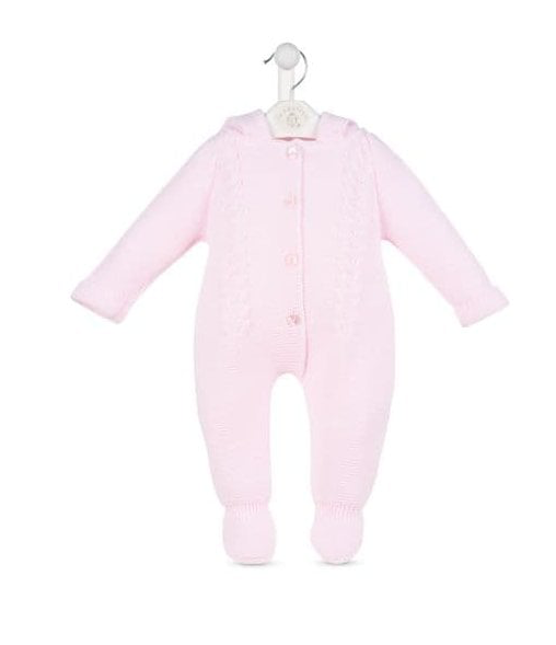 A4290 Baby Girls Knitted Pram Suit Pink