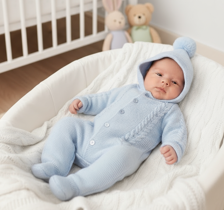 A4290 Knitted Pram Suit Blue