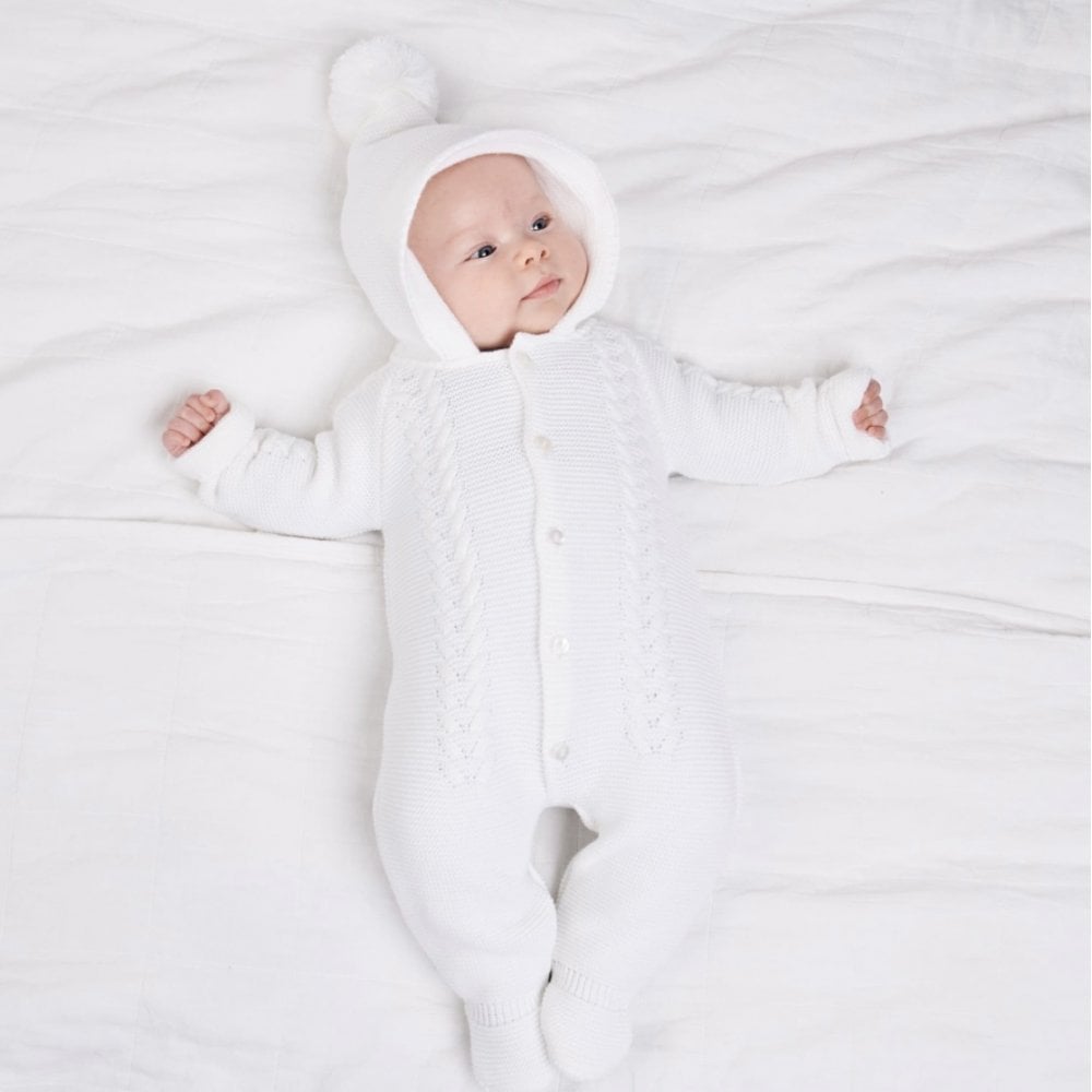 A4290 Knitted Pram Suit White