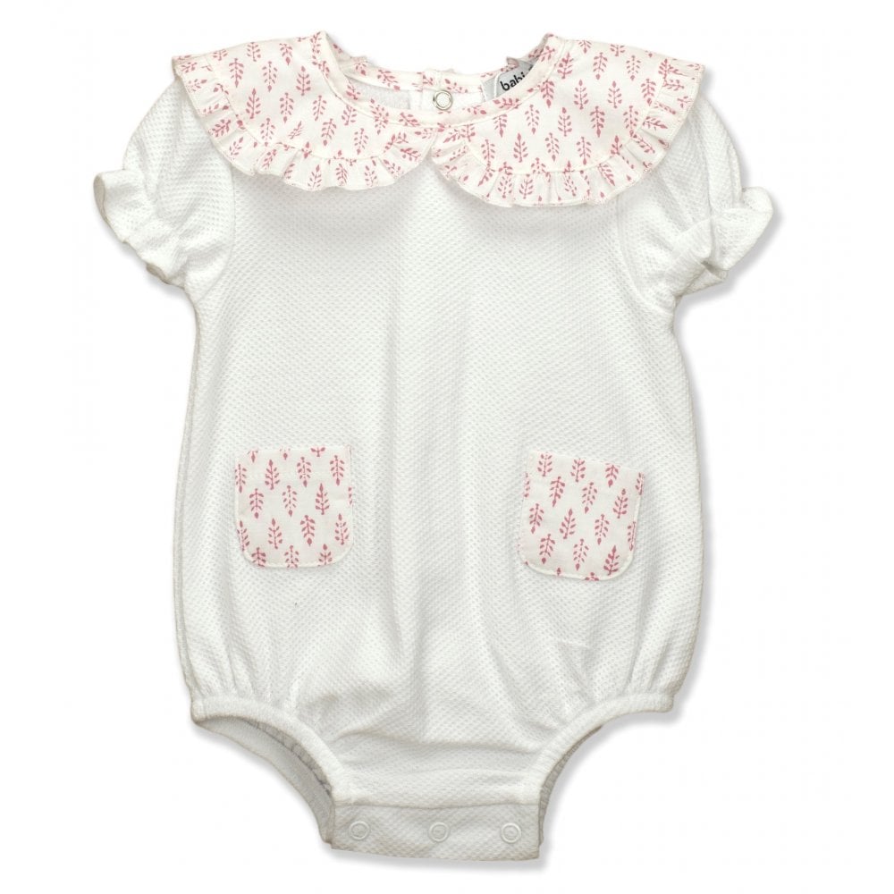 11462 Baby Girls Baby Pink Floral Romper Suit