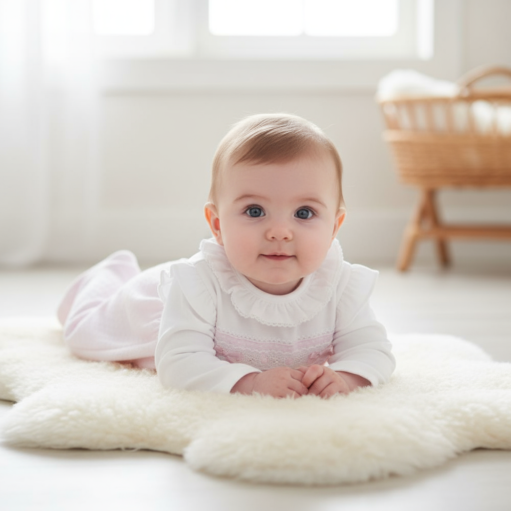 AV6120 Ruffle & Lace Dobbie Sleepsuit