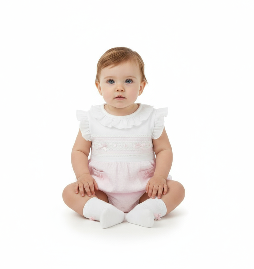 AV6121 Ruffle & Lace Dobbie Romper