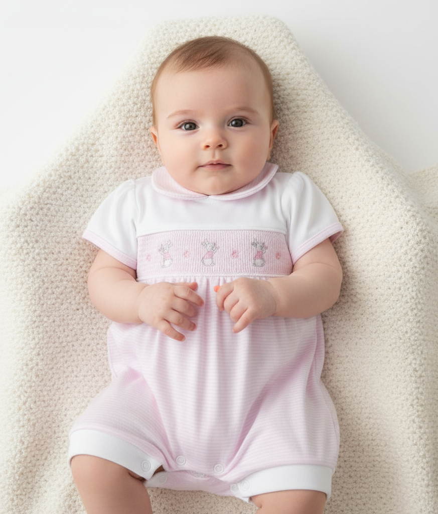 AV6136 Girls Bunny & Flower Romper