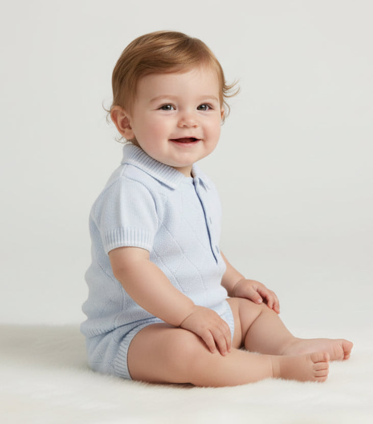 A4715 Diamond Romper Baby Blue
