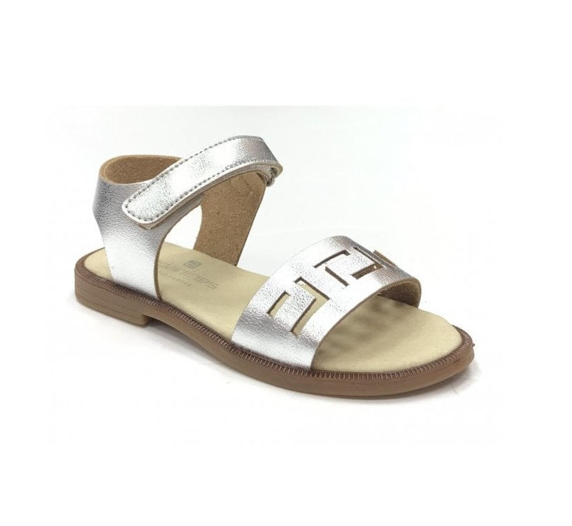 201522 Girls Plain Leather Sandal Silver