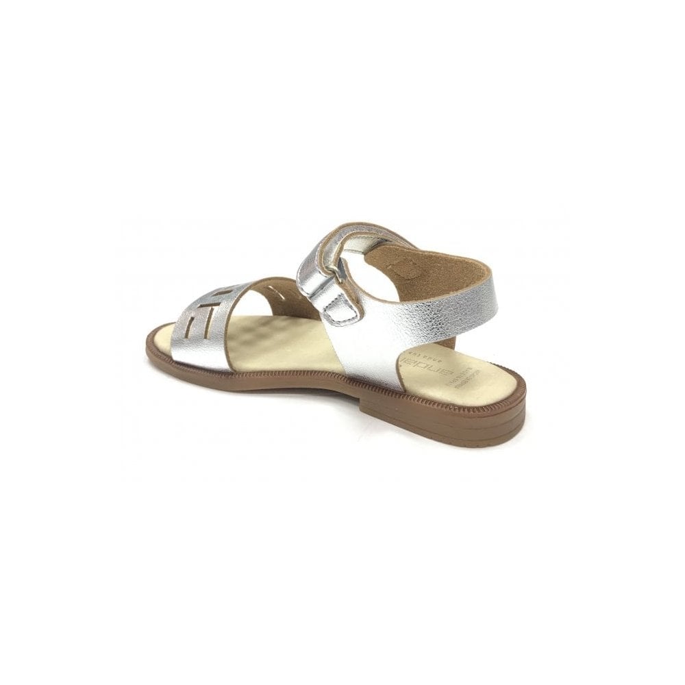 201522 Girls Plain Leather Sandal Silver