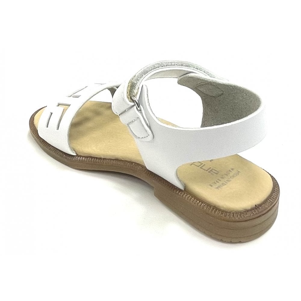 201522 Girls Plain Leather Sandal White