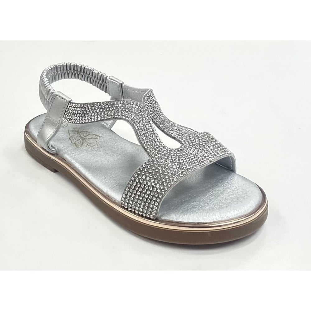 230-58 Girls Diamante Sandals Silver