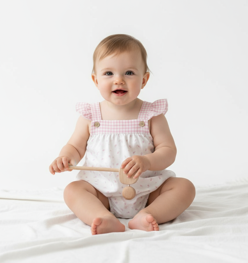 31261 Babidu Baby Girls Pink Romper