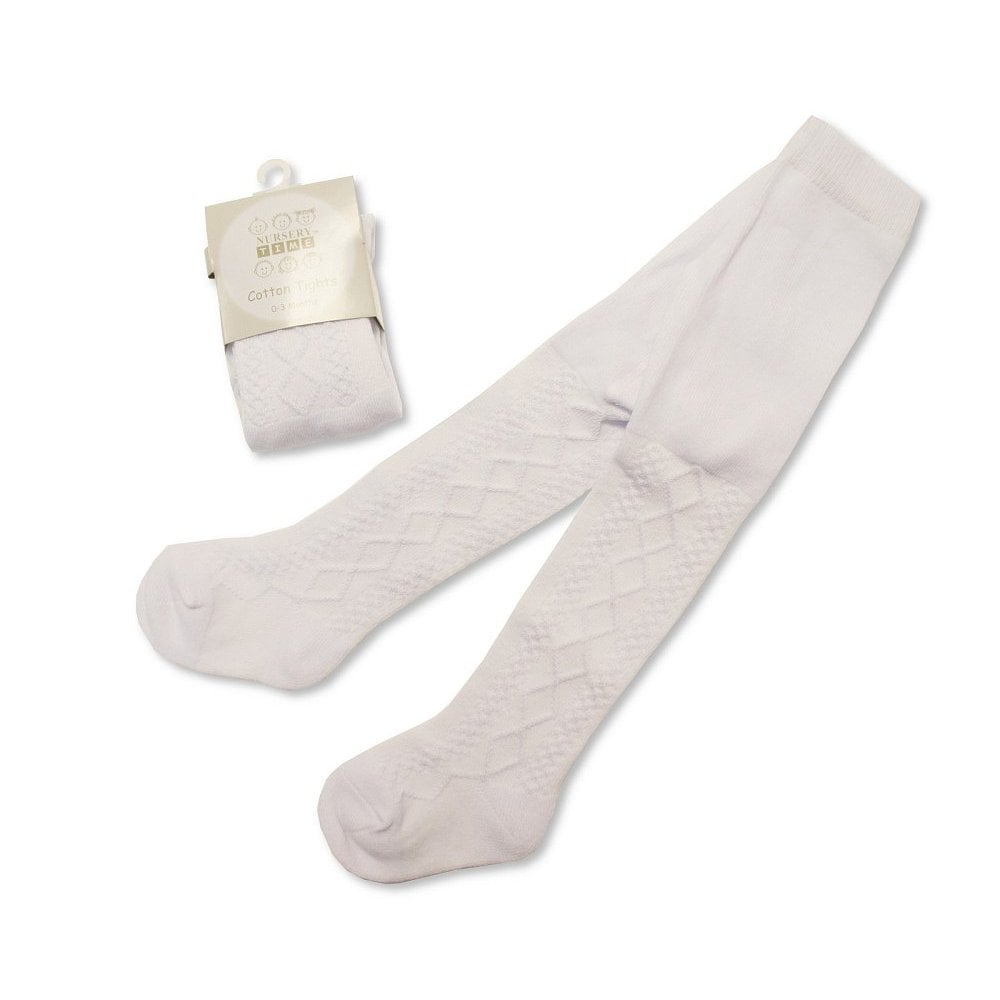 Baby Girls White Diamond Patterned Tights