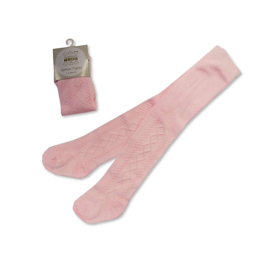 Baby Girls Pink Patterned Diamond Tights