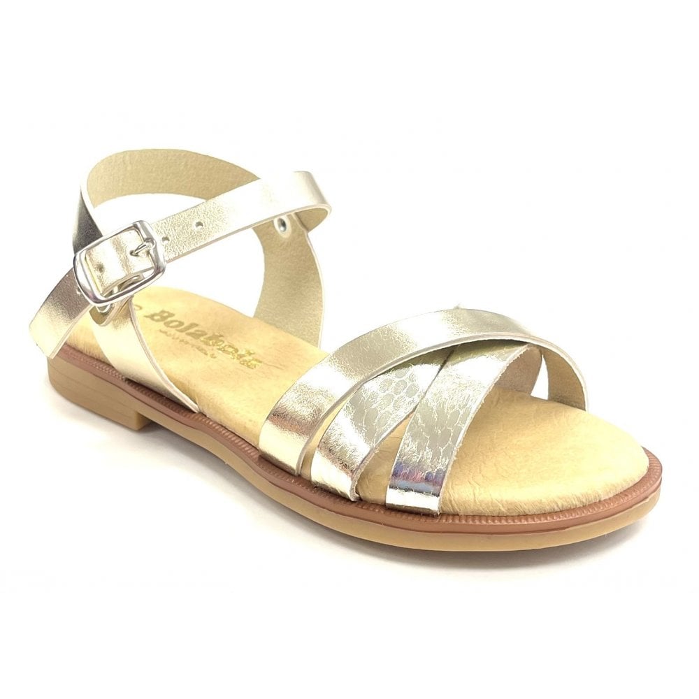 E098 Cross Strap Sandal Gold
