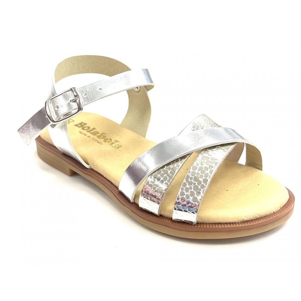E098 Cross Strap Sandal Silver