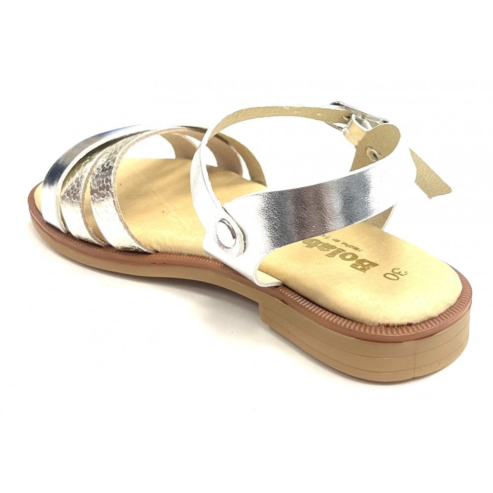 E098 Cross Strap Sandal Silver