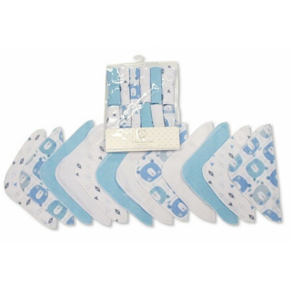Baby Wash Cloths 12 Pack Blue