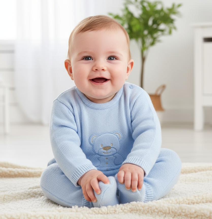 A4548 Teddy Bear Baby Grow Blue