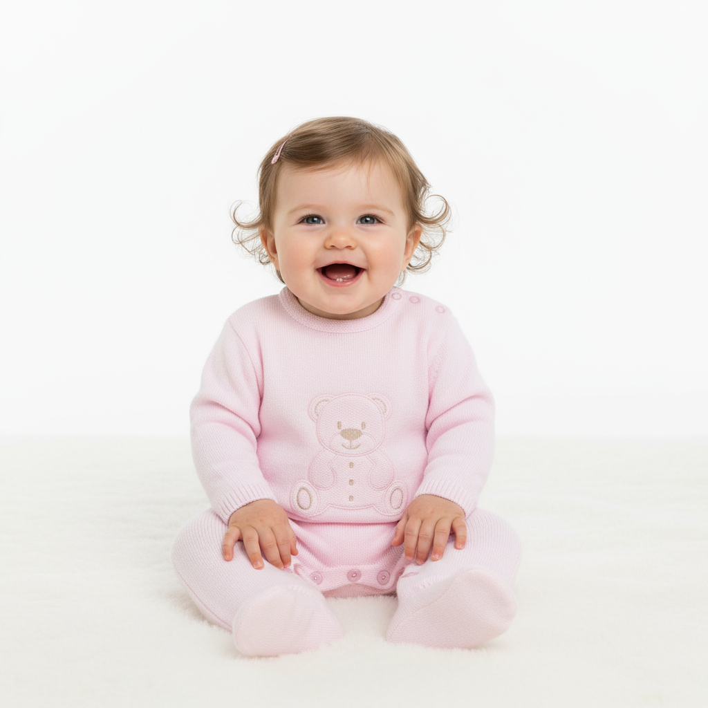 A4548 Teddy Bear Baby Grow Pink