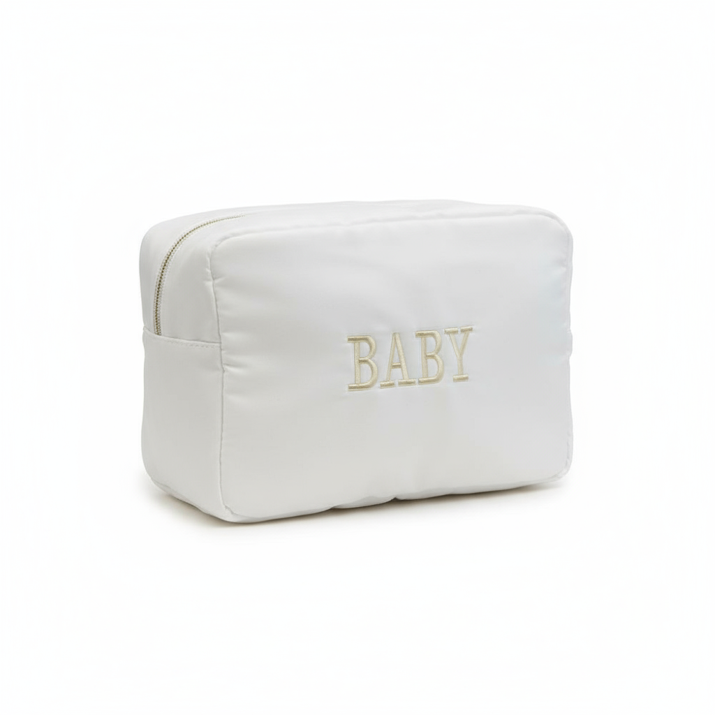 Pouch Embroidered Zip Bag Large White