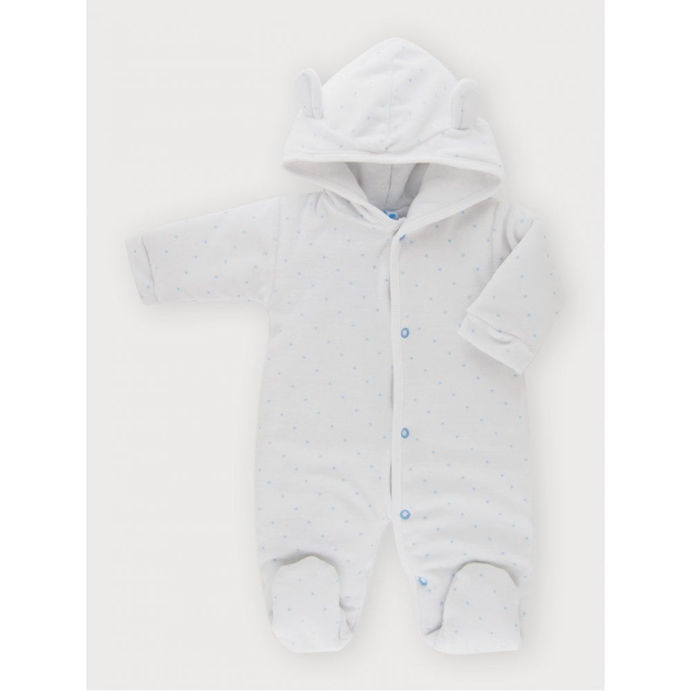 23BB-802 Baby Boys Blue Velour Snow Suit