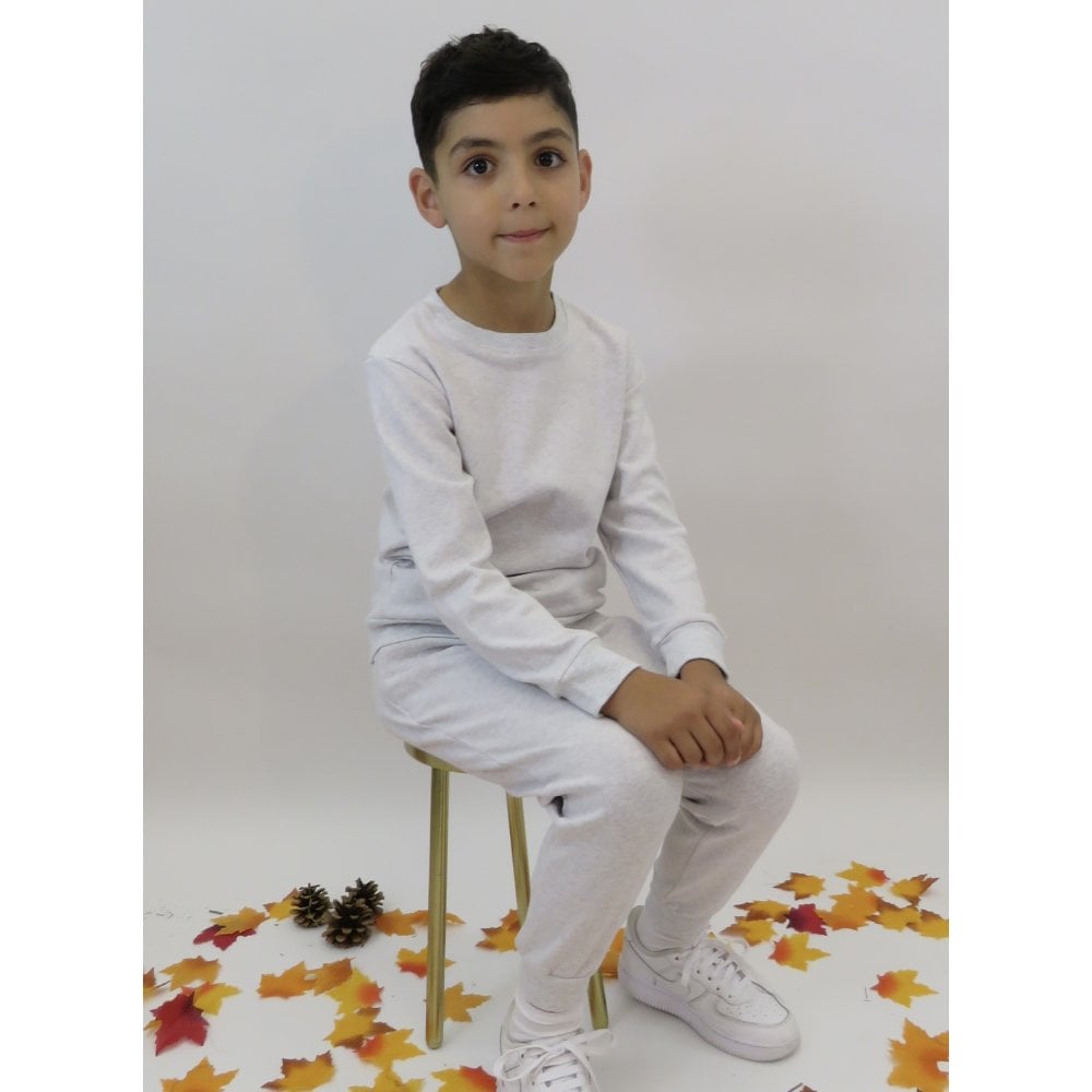 Flynn Boys Plain Round Neck Grey Jersey Tracksuit