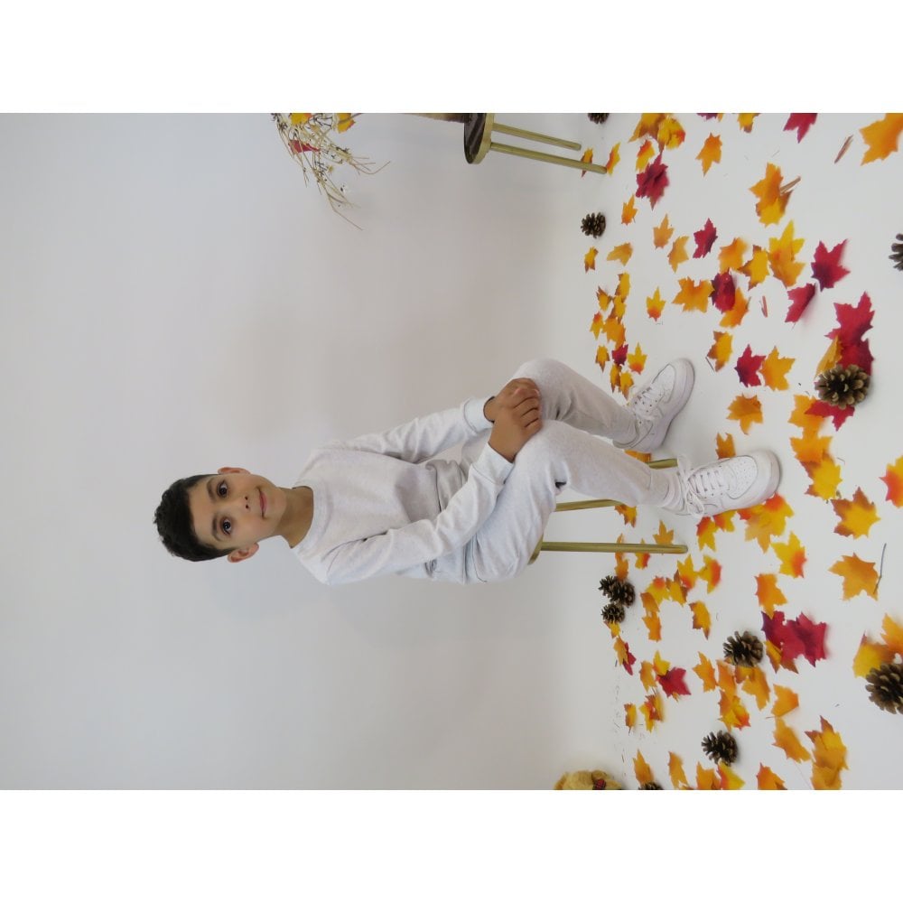 Flynn Boys Plain Round Neck Grey Jersey Tracksuit
