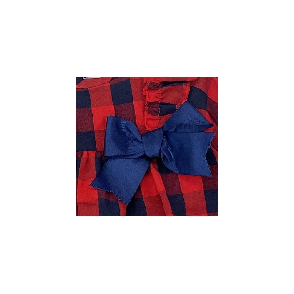 23421 Baby Girls Red & Navy Check Dress