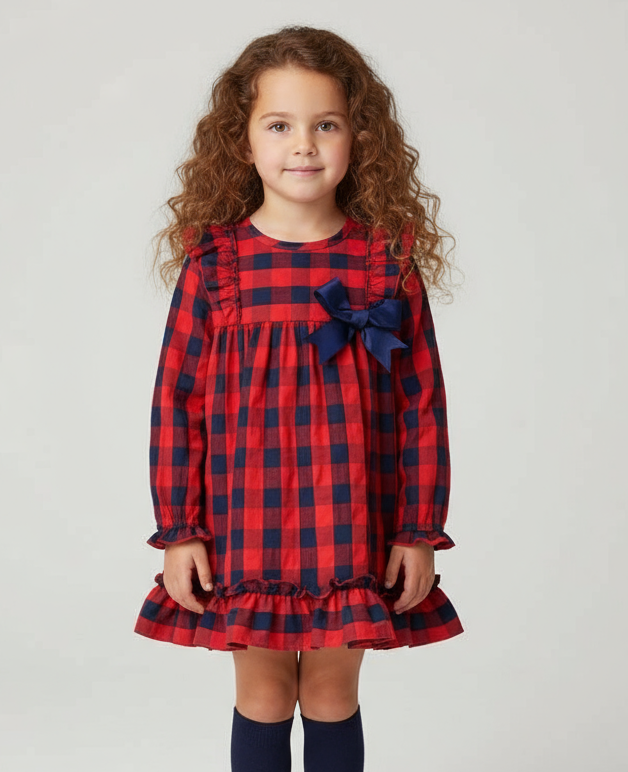 23657 Girls Red Checked Dress