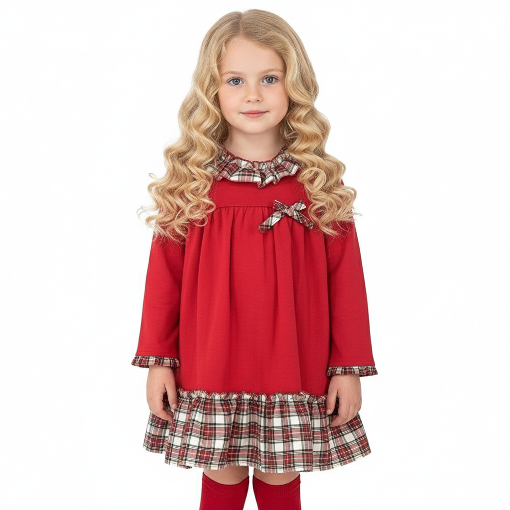 23664 Girls Red Checked Dress