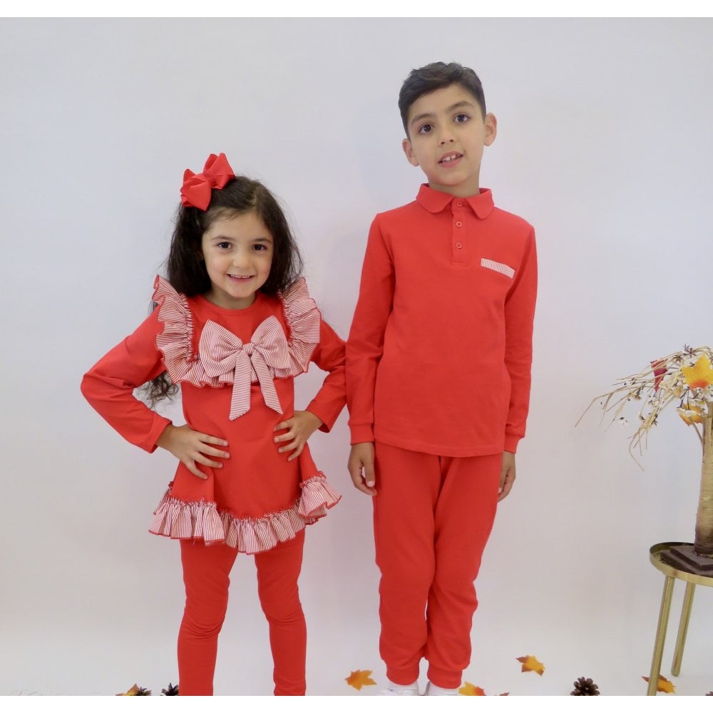 Daniel Red Plain Boys Polo Tracksuit